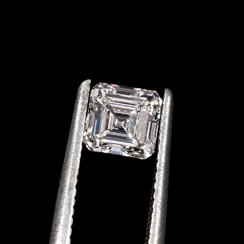 1ct to 5ct Asscher cut Lab Grown Moissanite Diamond, EF Colour, VVS/VS Clarity