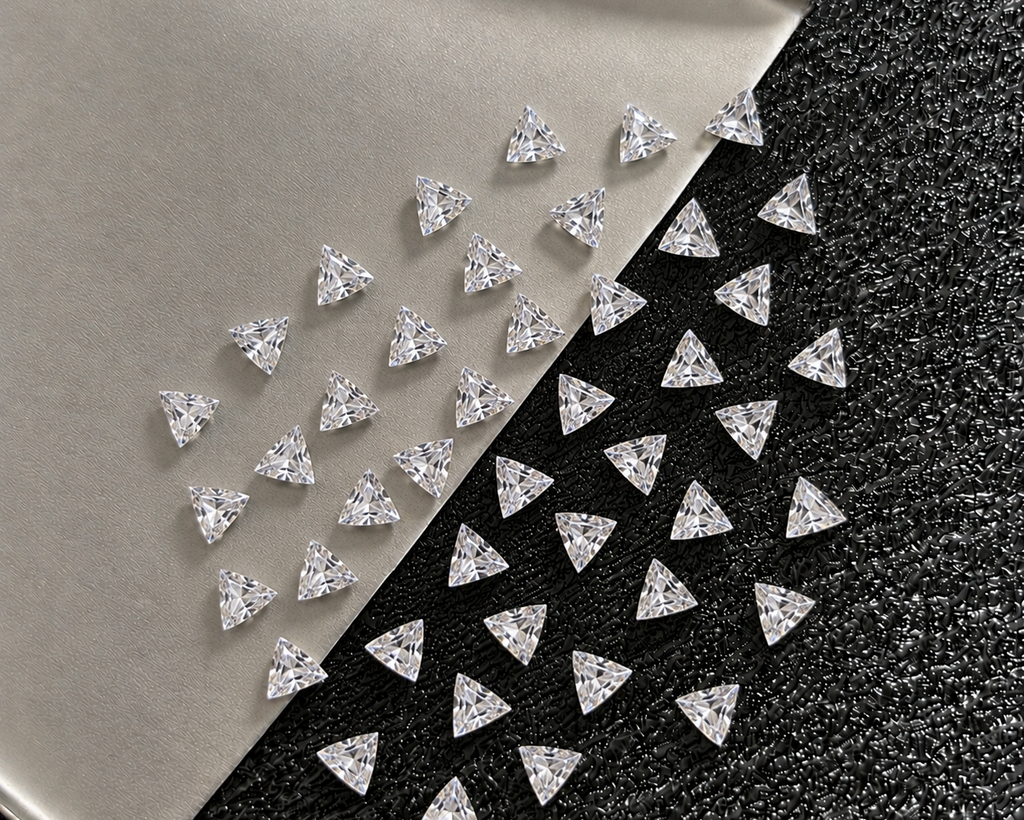 3 × 3 mm small Triangle loose Moissanite diamond, D color, VVS2 clarity