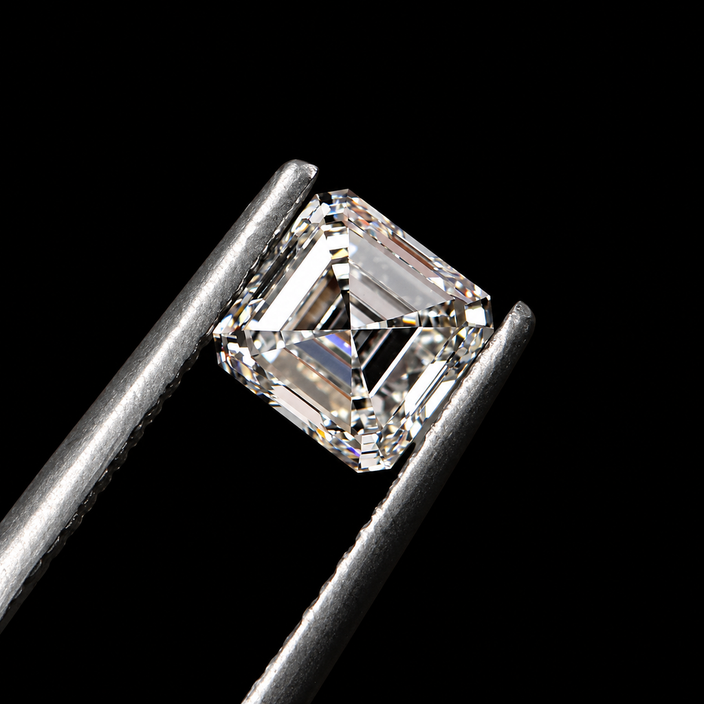 1ct to 5ct Asscher cut Lab Grown Moissanite Diamond, EF Colour, VVS/VS Clarity