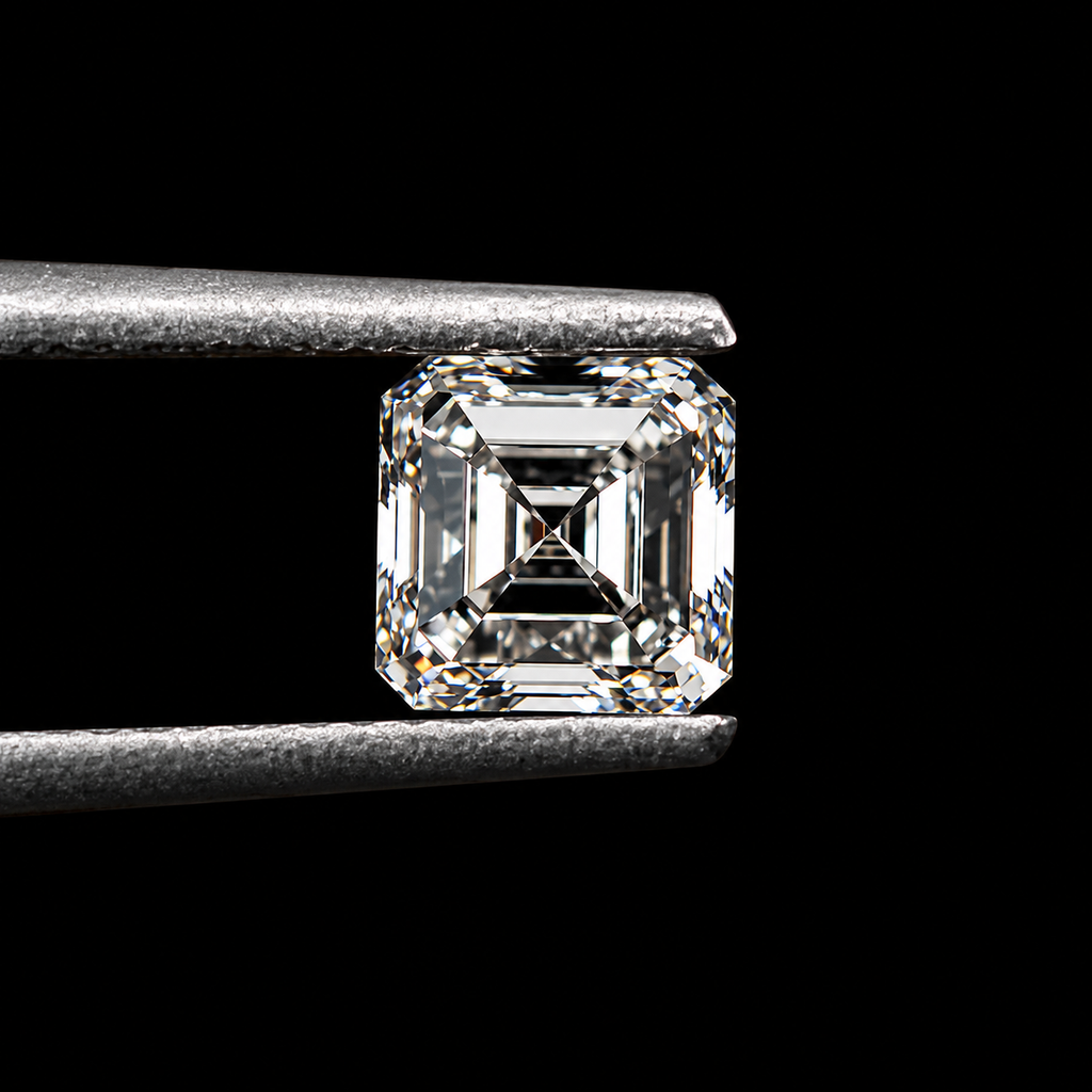 1ct to 5ct Asscher cut Lab Grown Moissanite Diamond, EF Colour, VVS/VS Clarity