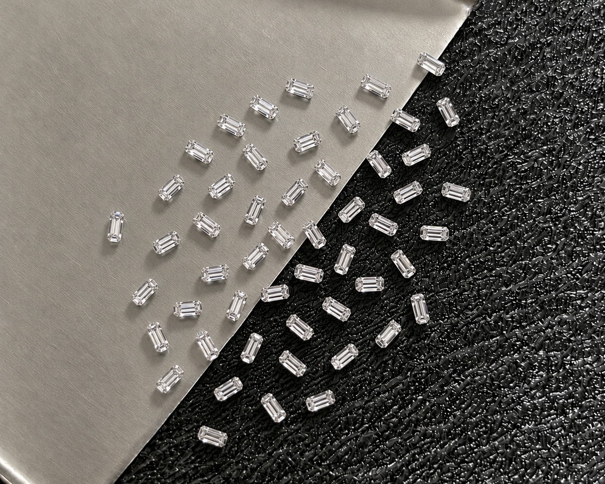 1 × 2  mm small Baguette loose Moissanite diamond, D color, VVS2 clarity
