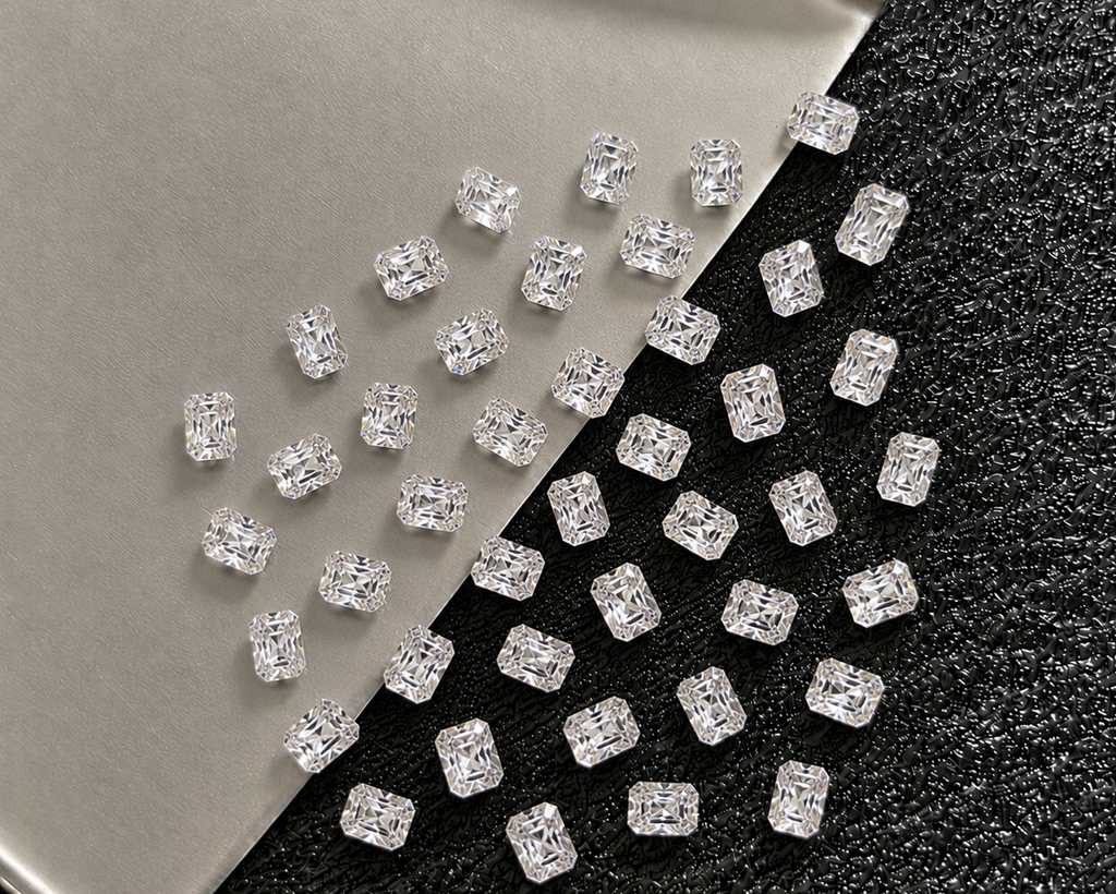 3 × 5 mm small Radiant loose Moissanite diamond, D color, VVS2 clarity