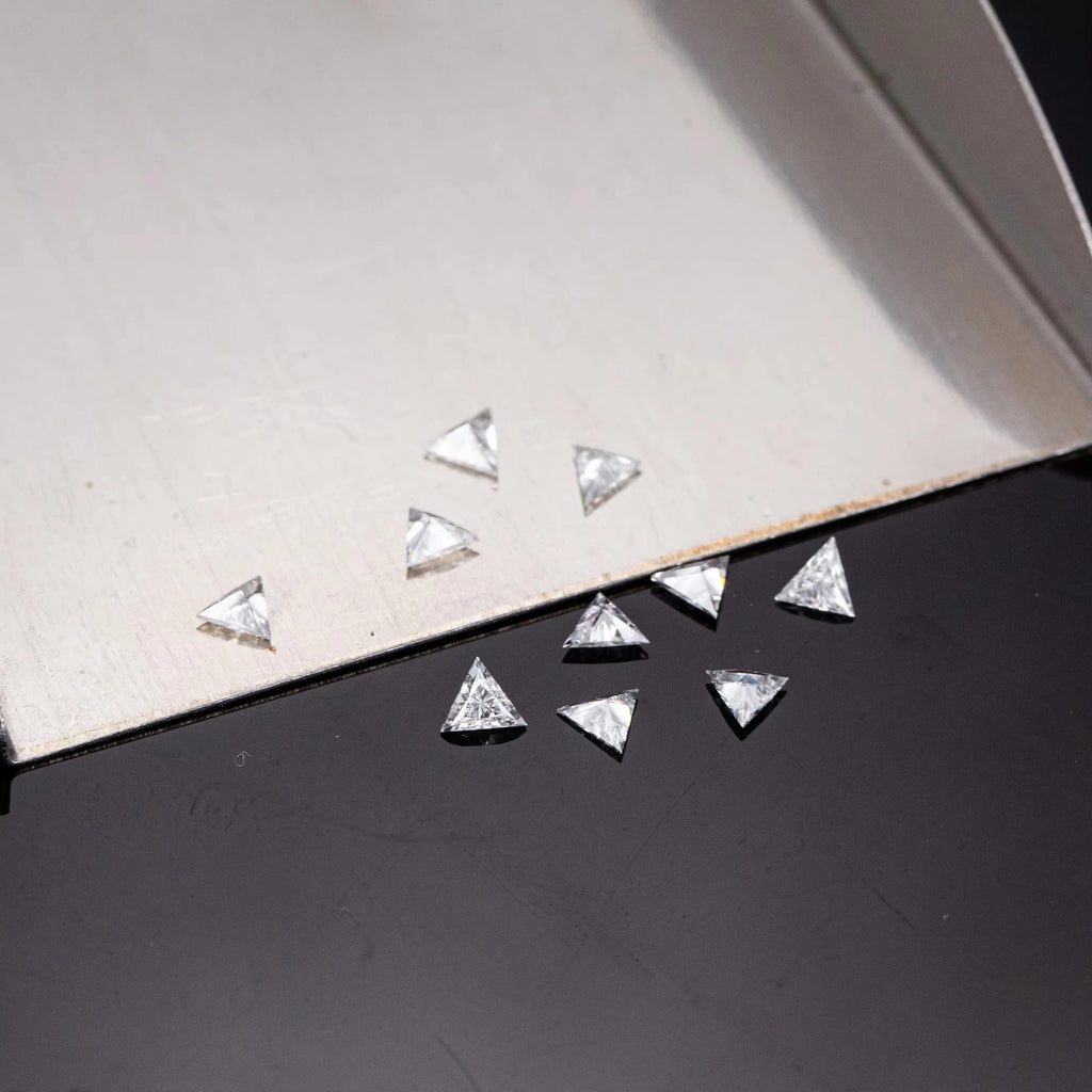 3 × 3 mm small Triangle loose Moissanite diamond, D color, VVS2 clarity