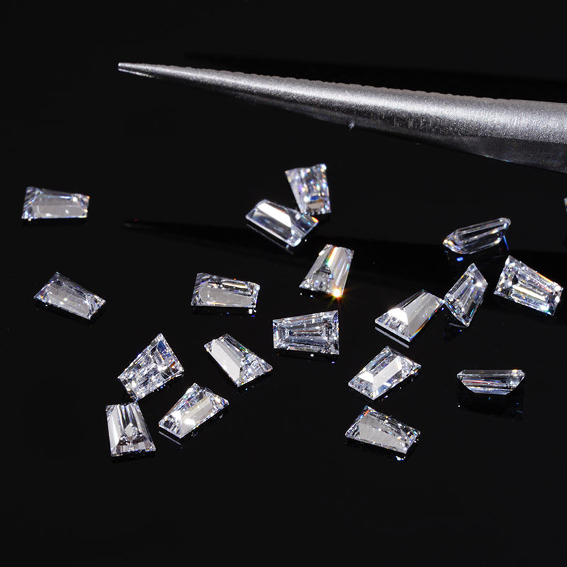 1.5 × 2 × 2.5 mm small trapped baguette loose Moissanite diamond, D color, VVS2 clarity