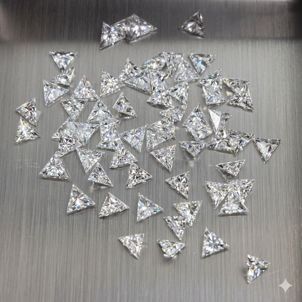 3 × 3 mm small Triangle loose Moissanite diamond, D color, VVS2 clarity