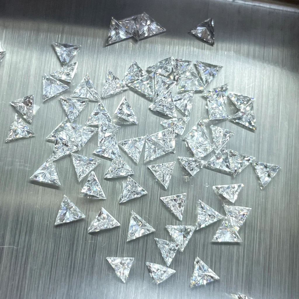 3 × 3 mm small Triangle loose Moissanite diamond, D color, VVS2 clarity