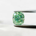 1CT Cushion cut fancy vivid Green lab grown CVD diamond, IGI certified