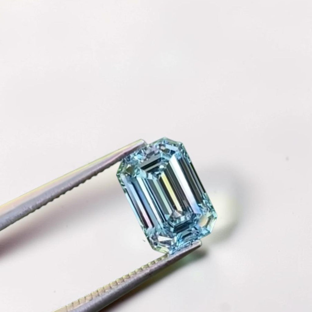 1CT Emerald cut fancy vivid Blue lab grown CVD diamond, IGI certified
