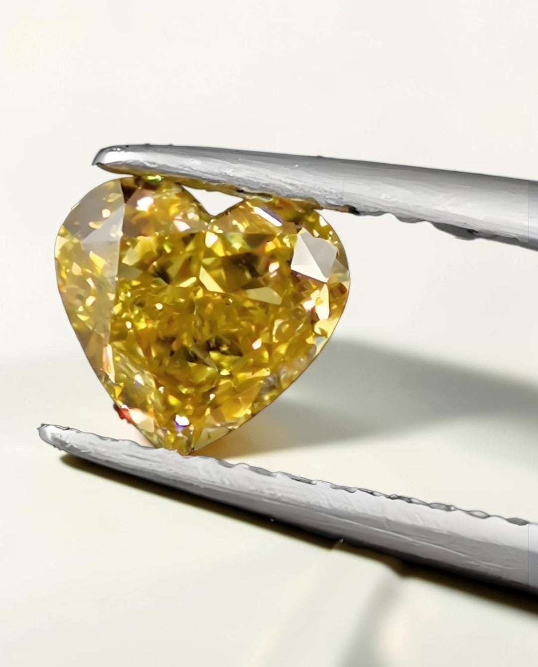 1CT Heart cut fancy vivid Yellow lab grown CVD diamond, IGI certified
