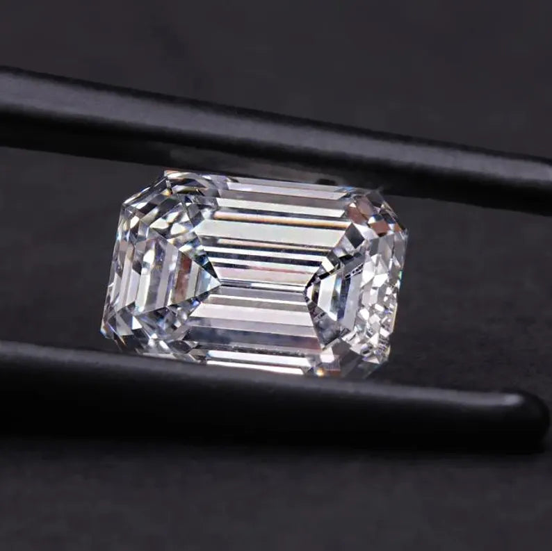 1ct to 5ct Emerald cut Lab Grown Moissanite Diamond, EF Colour, VVS/VS Clarity