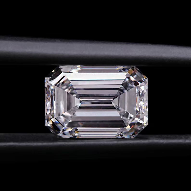 1ct to 5ct Emerald cut Lab Grown Moissanite Diamond, EF Colour, VVS/VS Clarity