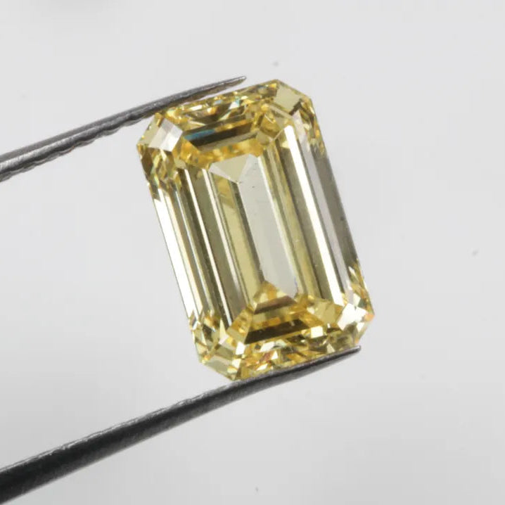1CT Emerald cut fancy vivid Yellow lab grown CVD diamond, IGI certified