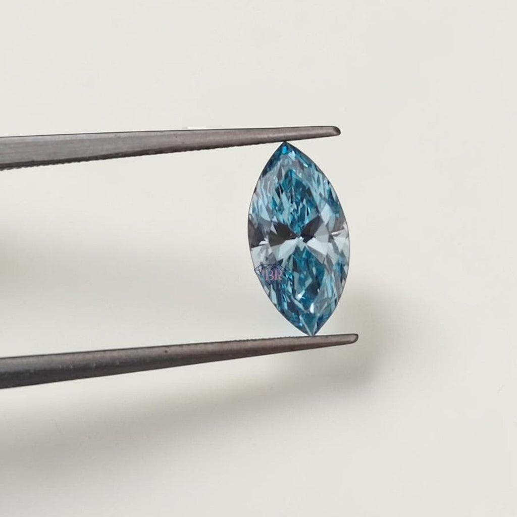 1CT Marquise cut fancy vivid Blue lab grown CVD diamond, IGI certified