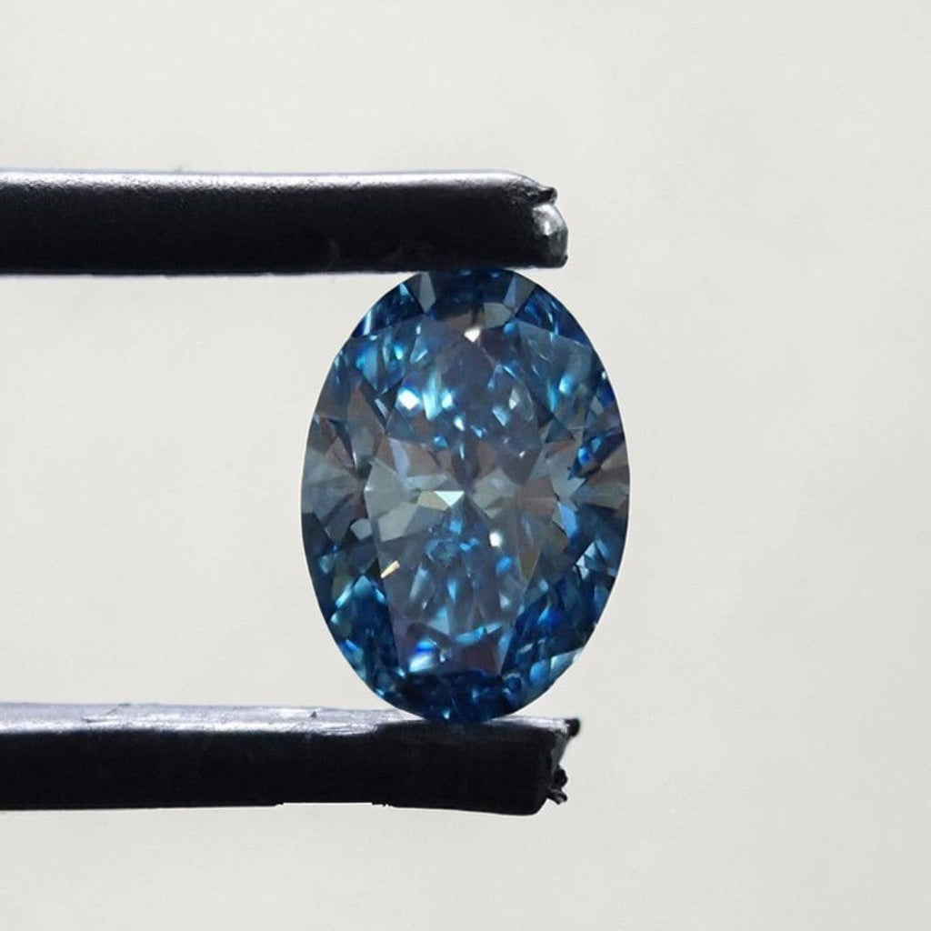 1CT Oval cut fancy vivid Blue lab grown CVD diamond, IGI certified