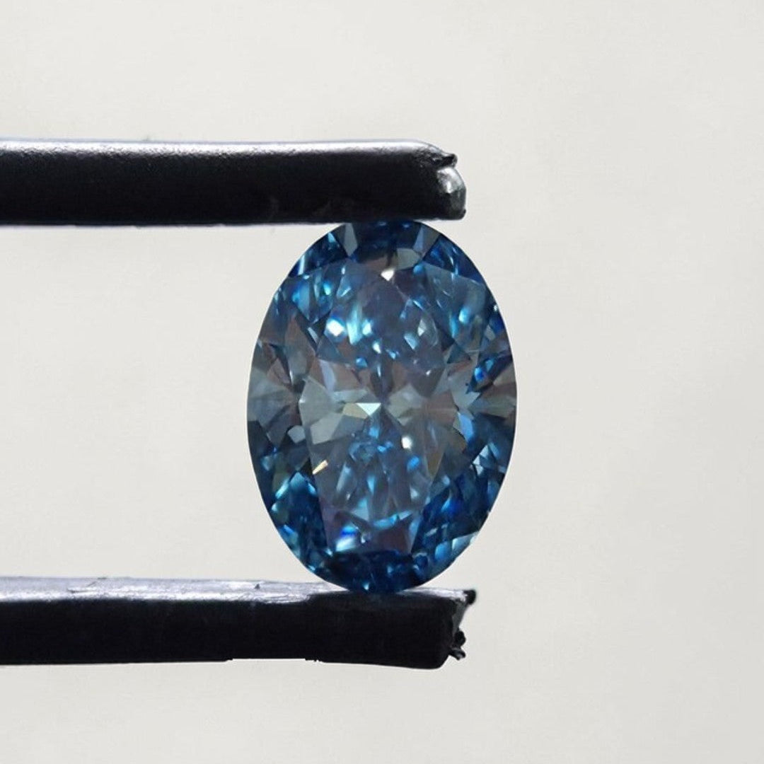 1CT Oval cut fancy vivid Blue lab grown CVD diamond, IGI certified