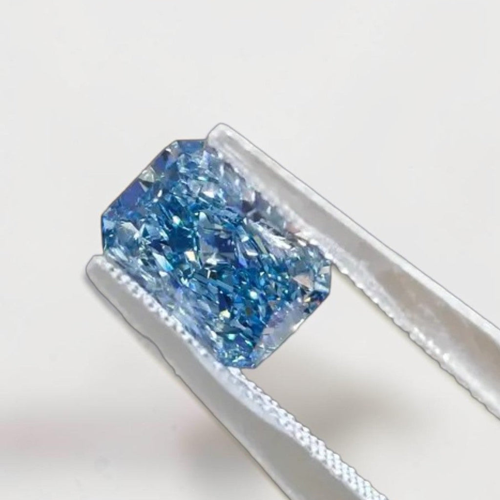 1CT Radiant cut fancy vivid Blue lab grown CVD diamond, IGI certified