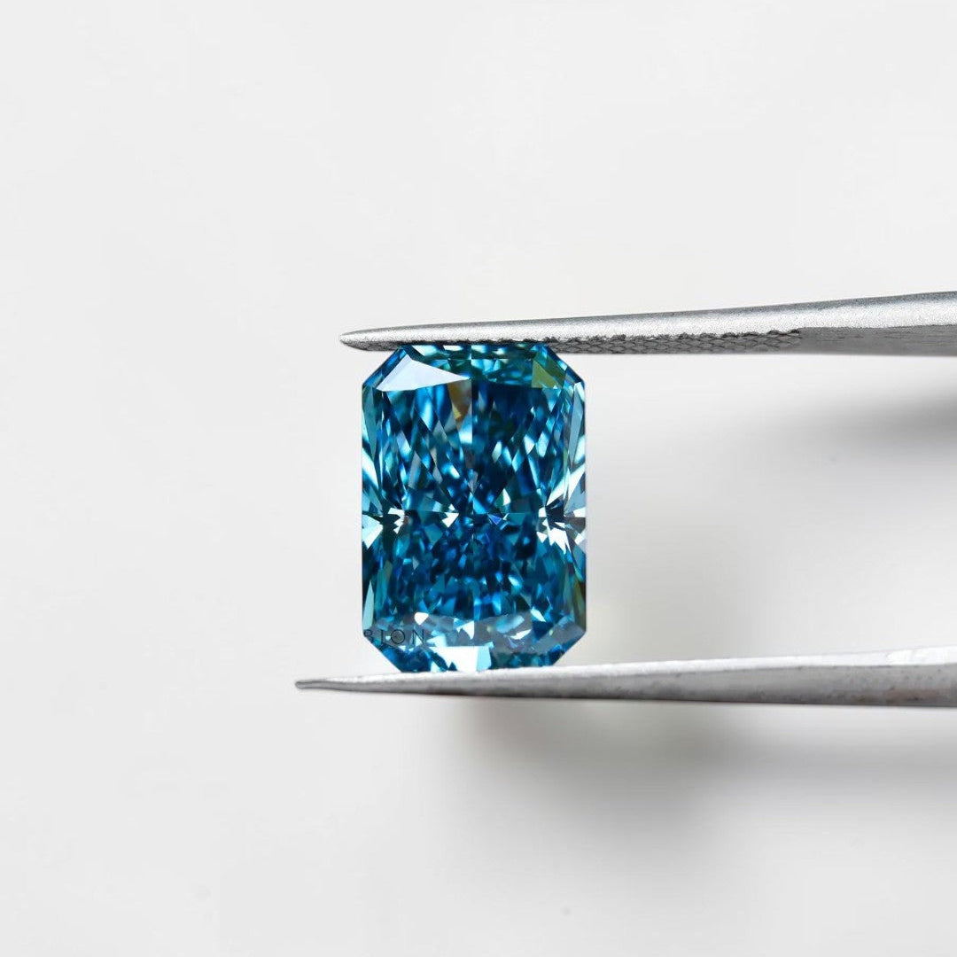 1CT Radiant cut fancy vivid Blue lab grown CVD diamond, IGI certified