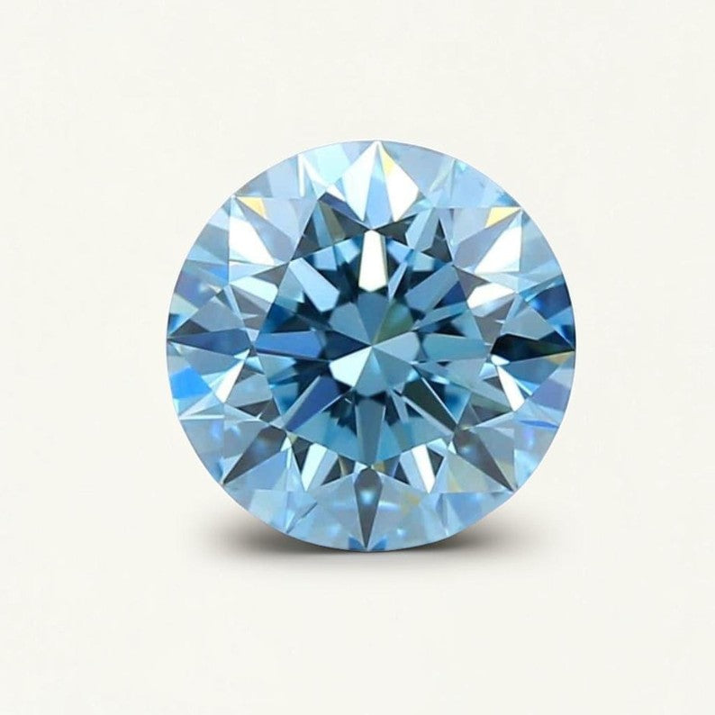 1CT Round cut fancy vivid blue lab grown CVD diamond, IGI certified