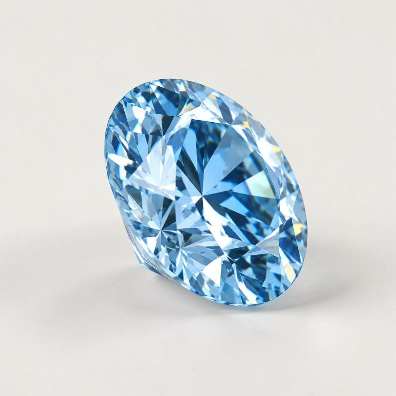 1CT Round cut fancy vivid blue lab grown CVD diamond, IGI certified