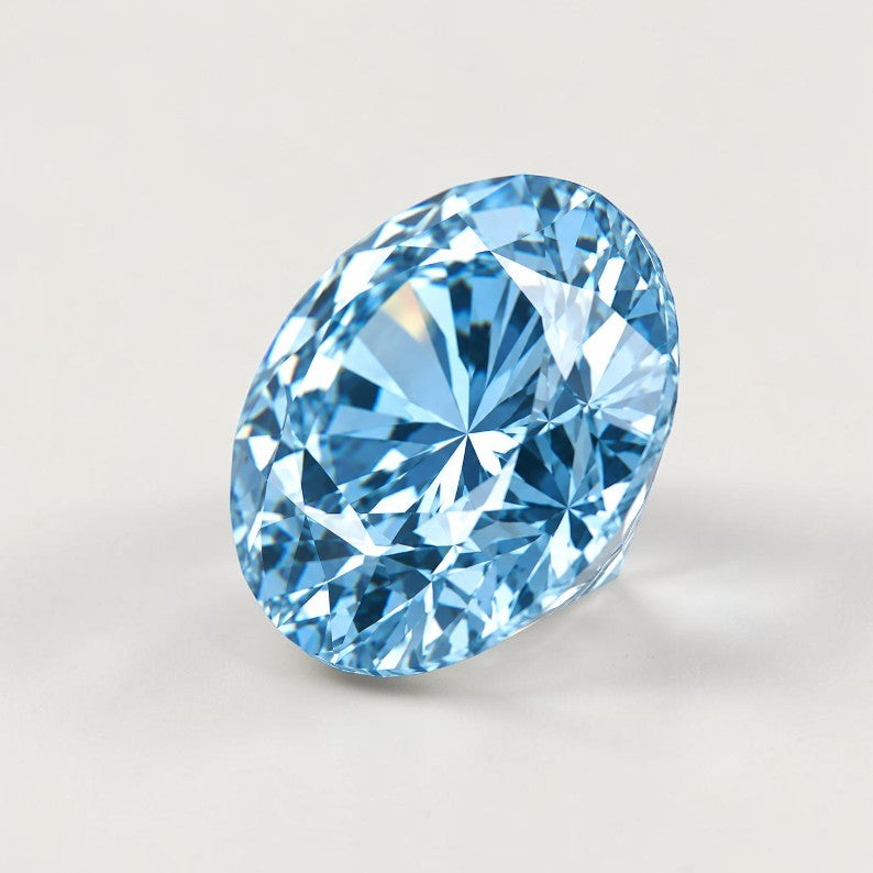 1CT Round cut fancy vivid blue lab grown CVD diamond, IGI certified