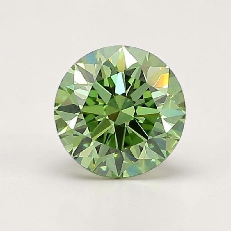 1CT Round cut fancy vivid green lab grown CVD diamond, IGI certified