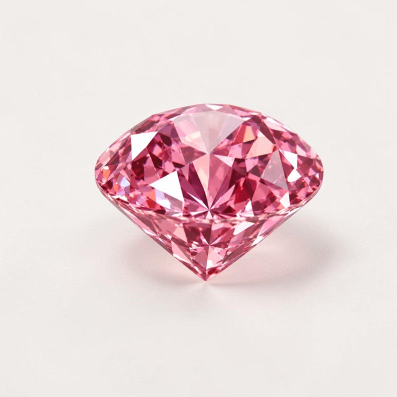 1CT Round cut fancy vivid pink lab grown CVD diamond, IGI certified
