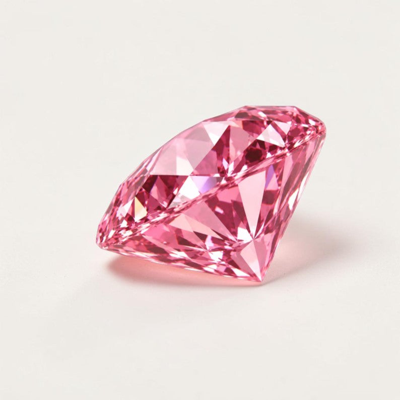 1CT Round cut fancy vivid pink lab grown CVD diamond, IGI certified